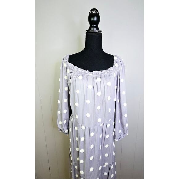 Cato Light Purple Embroidered Textured Polka Dot Knee Length Dress Size 18/20 - Picture 3 of 12